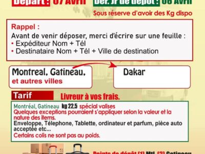 SENEYOBANTE COLIS EXPRESS SENEGAL-CANADA (DAKAR-MONTREAL-OTTAWA-GATINEAU)