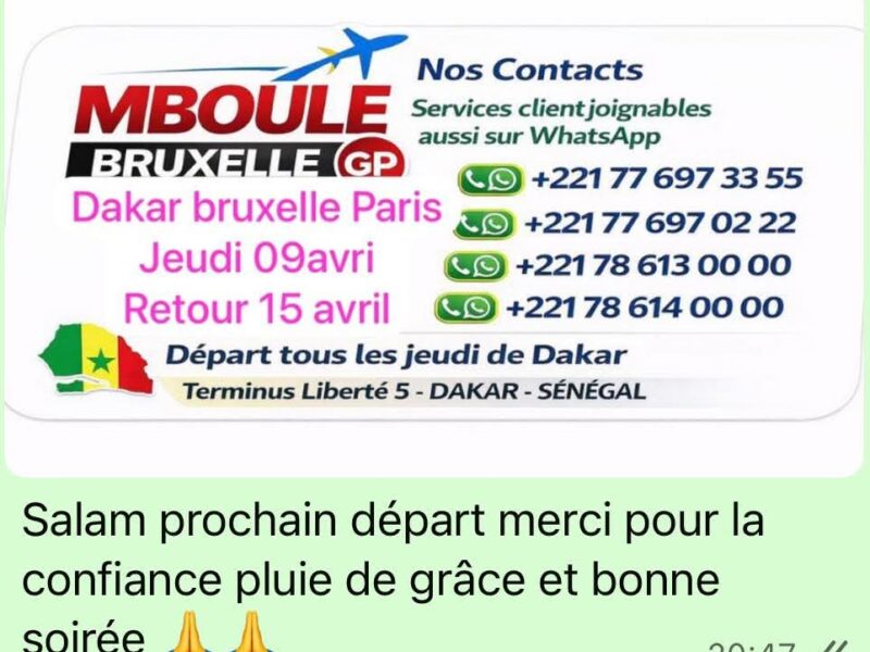 MBOULE BRUXELLE GP SENEGAL-BELGIQUE-FRANCE(DAKAR-BRUXELLE-PARIS)
