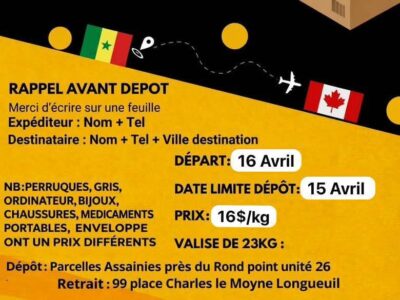 SEN COLIS GP SENEGAL-CANADA(DAKAR-MONTREAL-LAVAL)