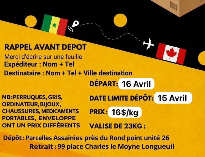 SEN COLIS GP SENEGAL-CANADA(DAKAR-MONTREAL-LAVAL)